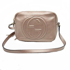 Gucci Soho Shoulder Bag Fringe Leather Rose